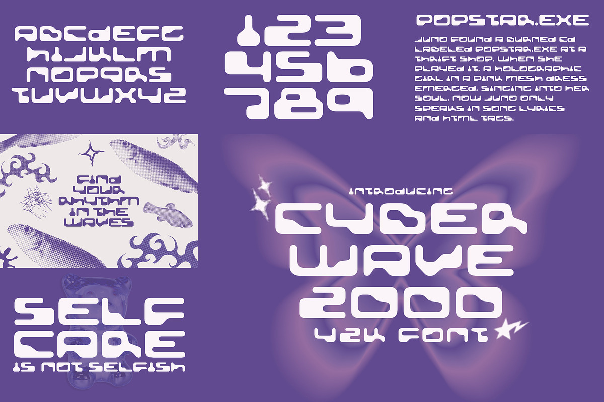 Y2K Font Bundle - 25 Aesthetic Fonts, a Sans Serif Font by HipFonts (Photo 3 of 9)