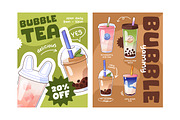 Bubble tea set + ad backgrounds, a Food Illustration by PaperTrident (Thumbnail 6 of 11)