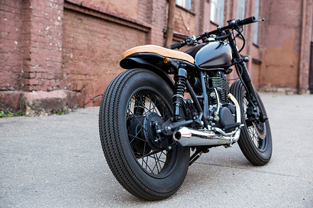Cafe racer motorcycle on parking stock photo containing adult and beautiful, a Sports & Recreation Photo by Mikalai