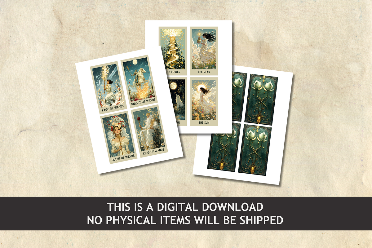 Printable Tarot Deck Botanical Theme, a Design Template by Mindful Digital Co. (Photo 8 of 10)
