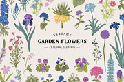 Garden flowers. Colorful, an Illustration by olga.korneeva (Thumbnail 1 of 5)