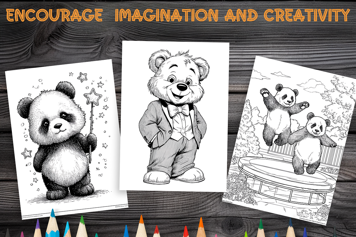 Cute Panda Coloring Pages for Kids, an Animal Illustration by LA Design (Photo 6 of 10)