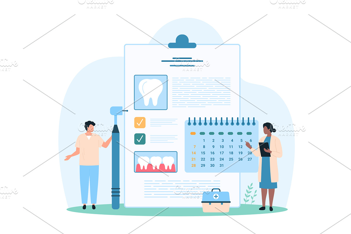 Dental checkup planning app, an Object Illustration by Flashvector