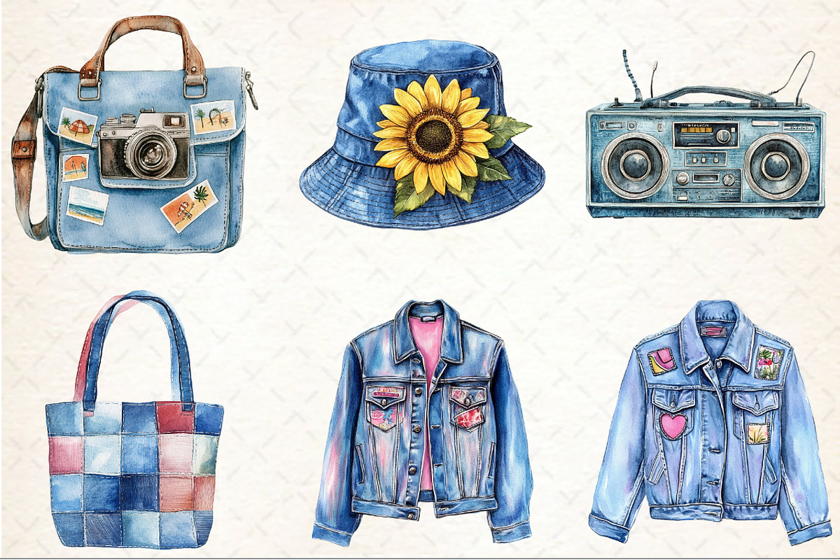 1990 Denim Summer Clipart, an Illustration by Rose Art (Photo 7 of 7)