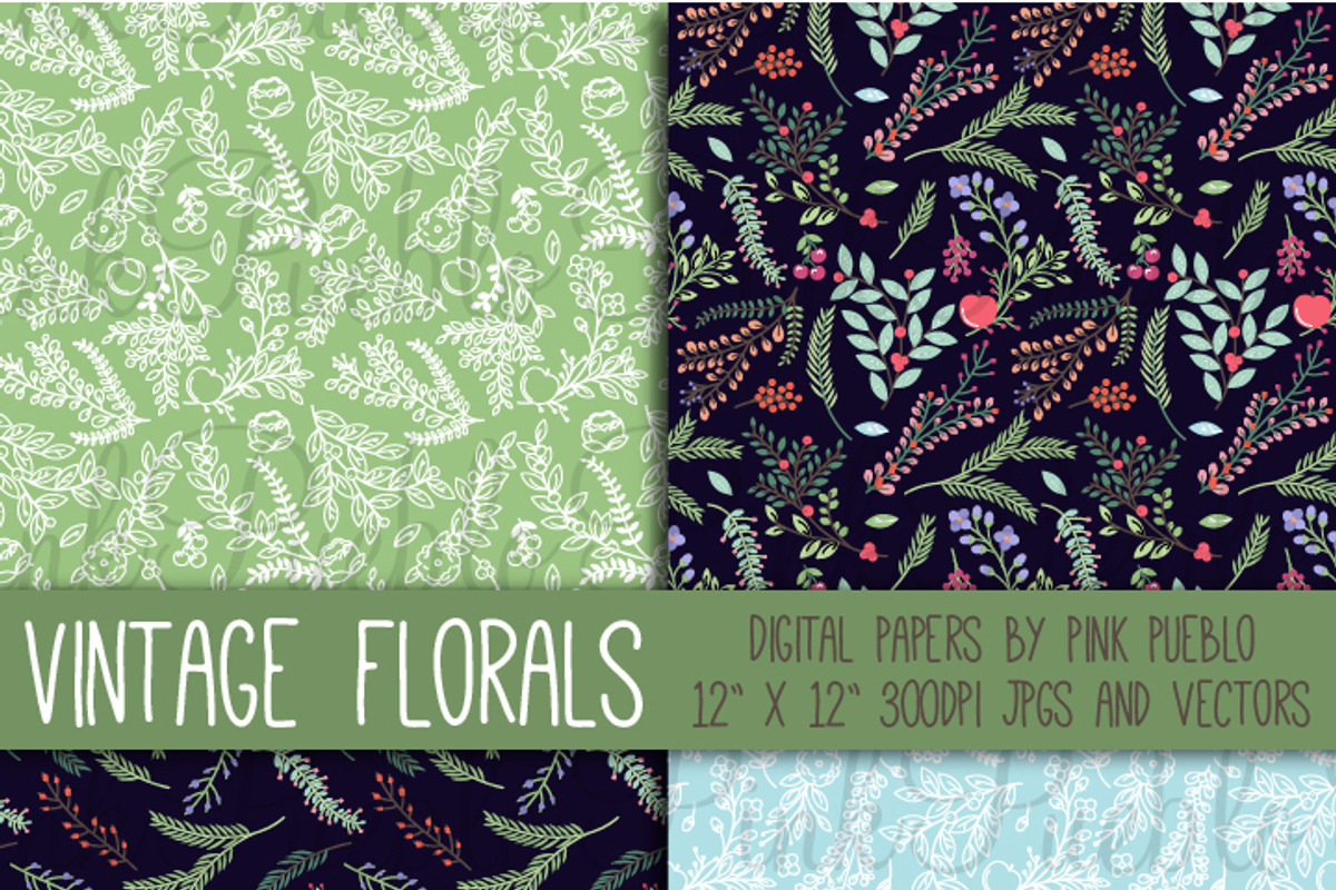 Vintage Floral Papers and Background preview 2
