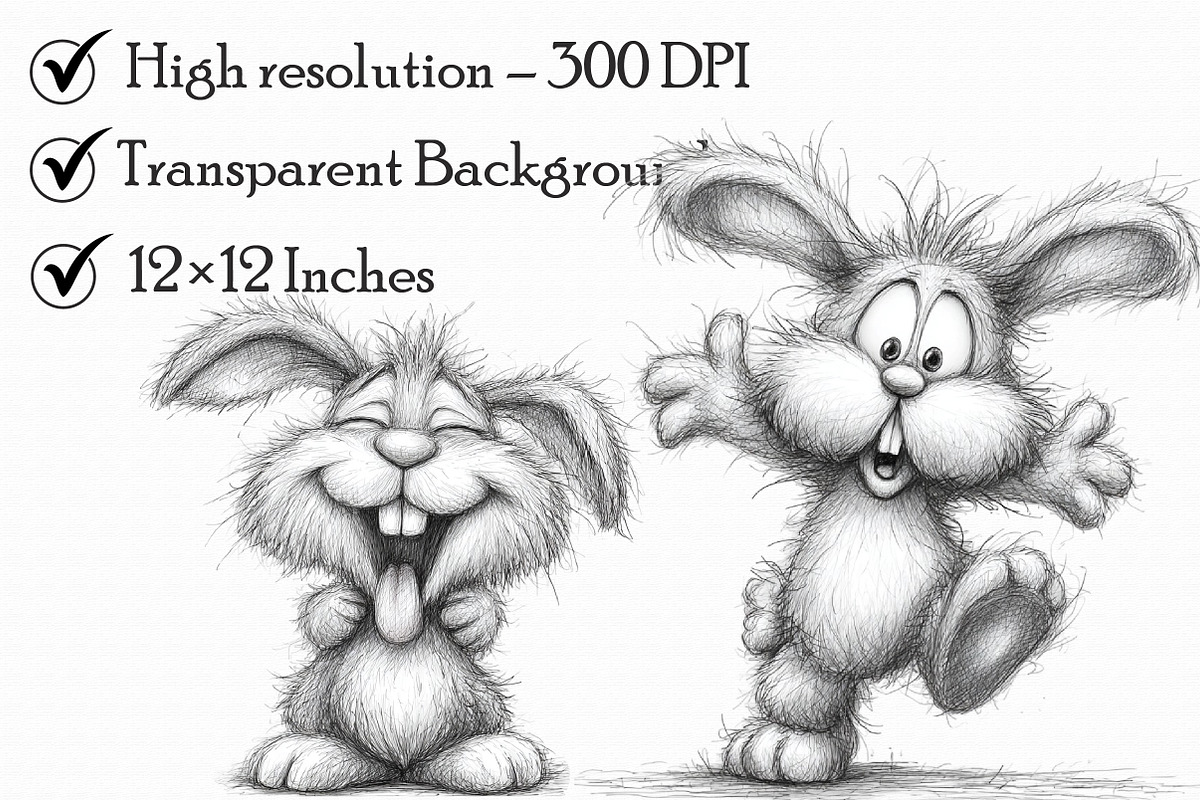 Funny Bunny Sketch Clipart, an Illustration by Libby Wishes (Photo 8 of 8)