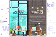 Office Workplace Banners, a Decorative Illustration by karnofff (Thumbnail 2 of 2)