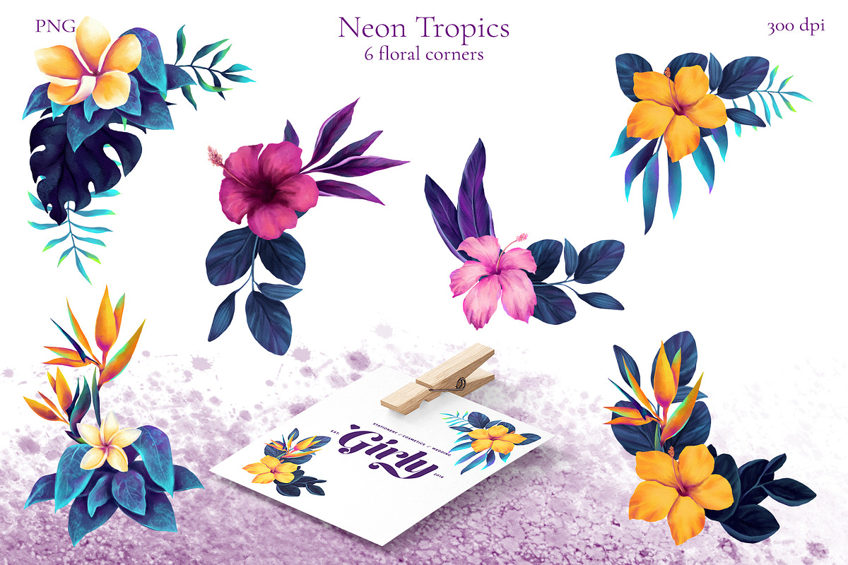 Neon Tropics watercolor, an Object Graphic by Salted Galaxy (Photo 8 of 16)