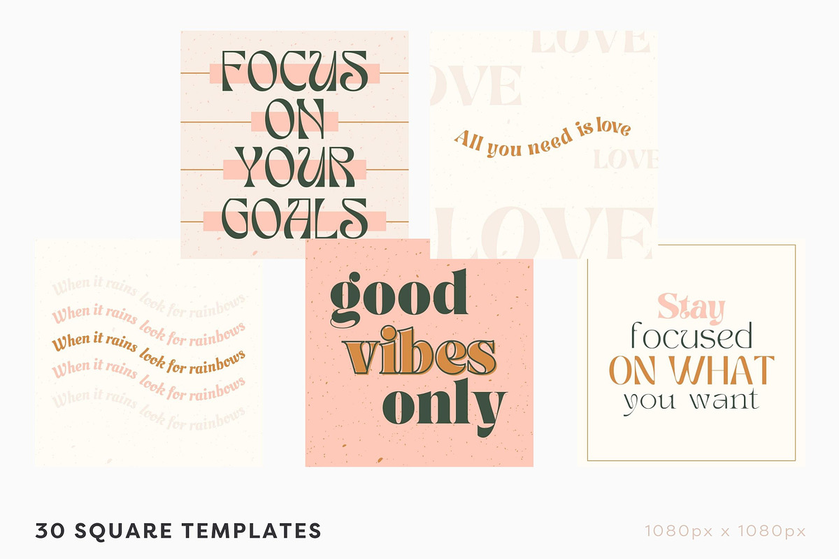 Boho Instagram Templates Canva, a Social Media Template by ILLONA GRAPHICS (Photo 4 of 9)