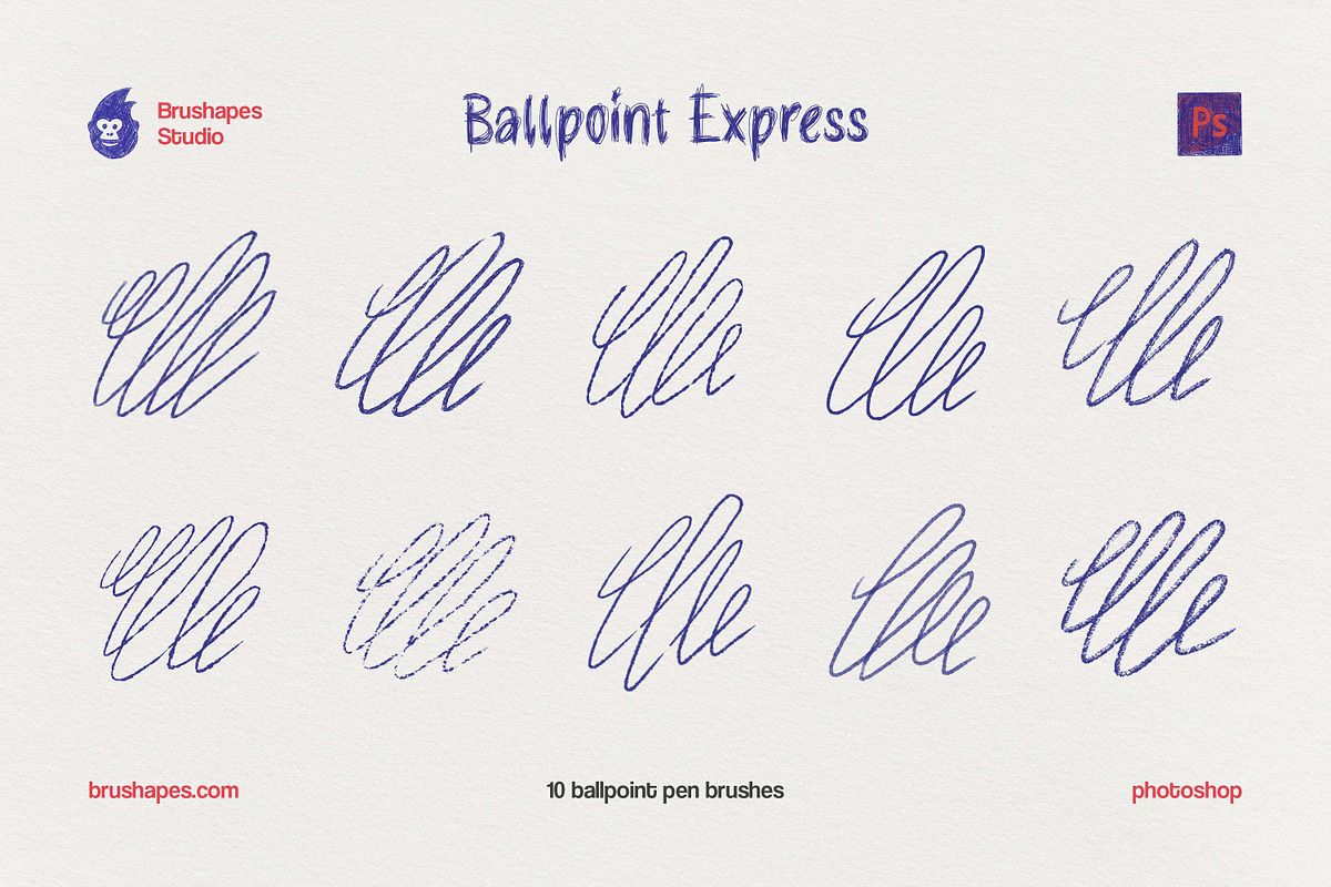 Photoshop Ballpoint Pen Brushes, a Brush Add-On by brushapes.com (Photo 8 of 10)