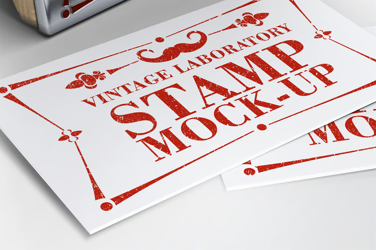 Stamp Business Card Mock-Up, an Advertising Mockup by DesignRushMarket (Photo 2 of 9)