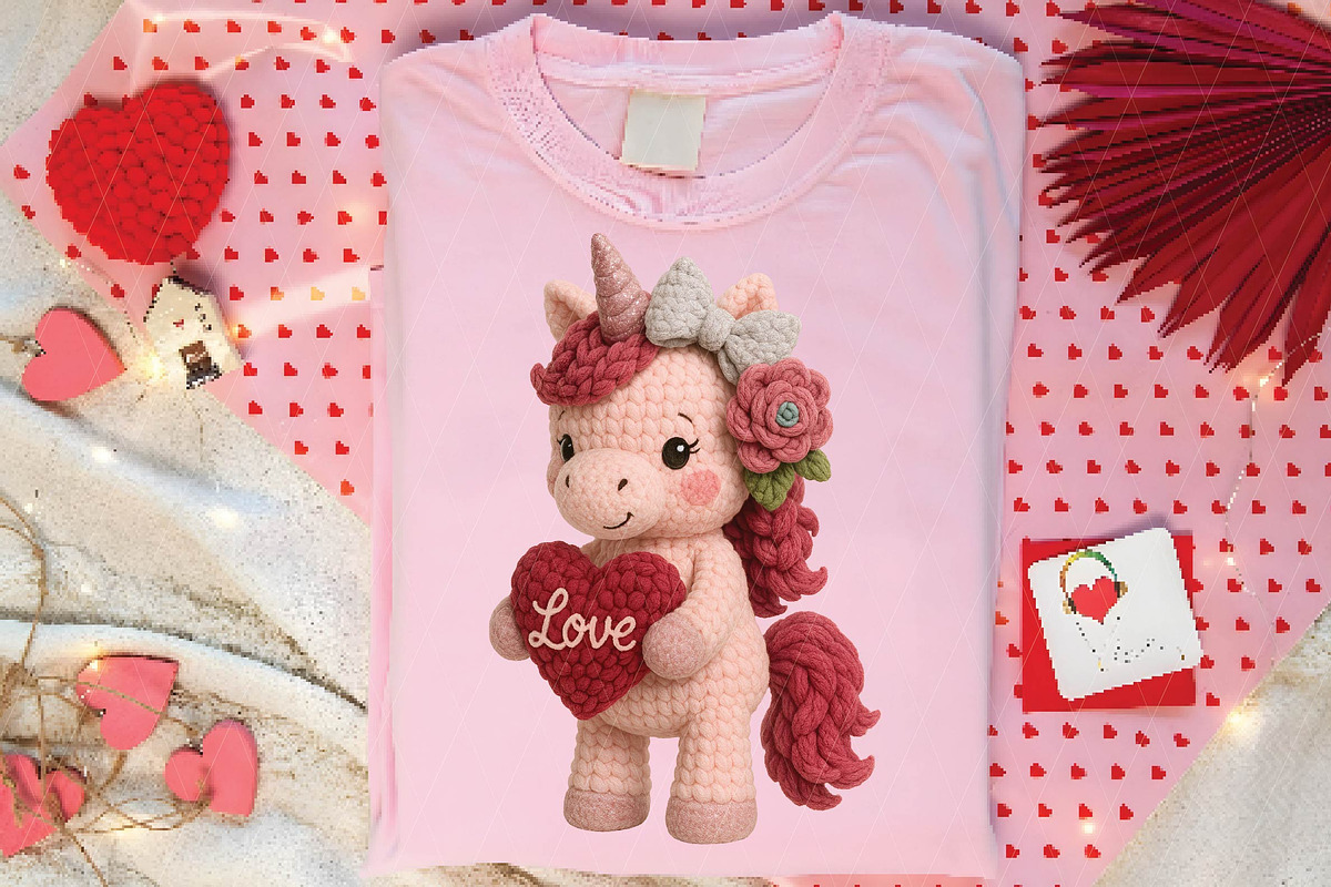 Crochet Faux Yarn Valentine Unicorn, an Illustration by DreamPrint404 (Photo 8 of 8)