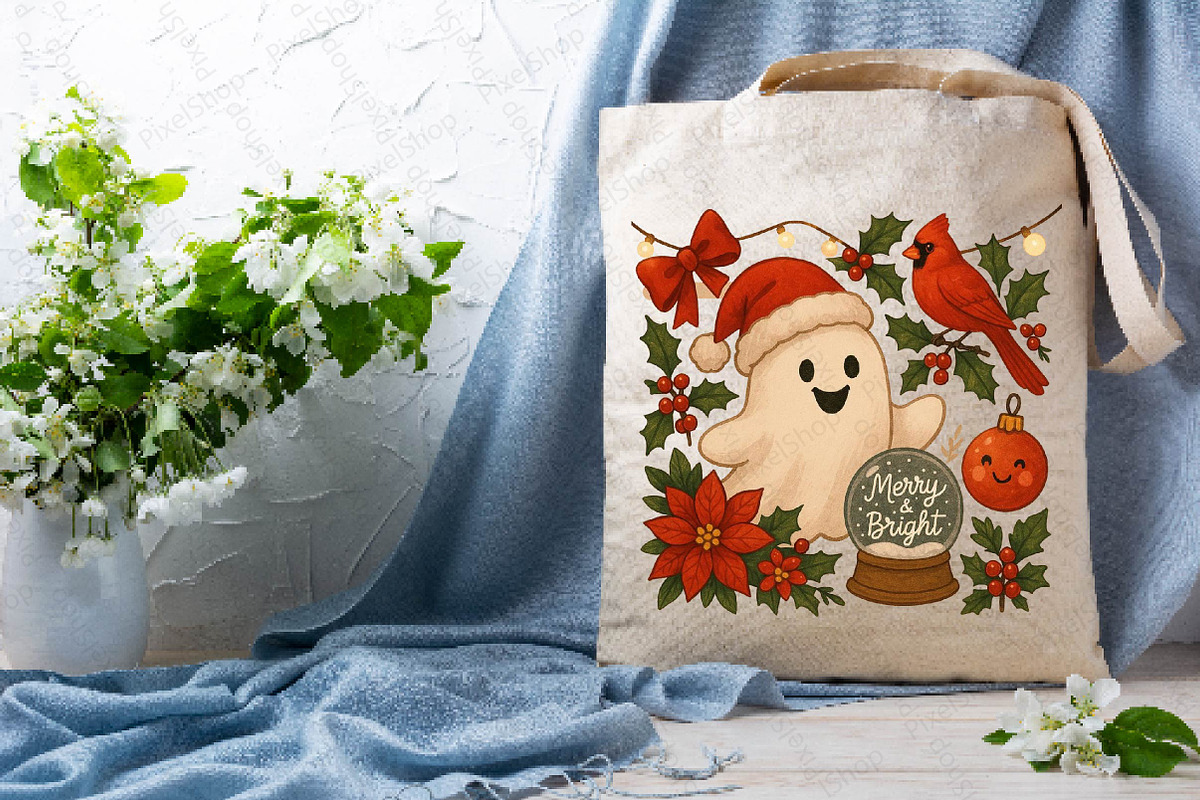 Cute Ghost Christmas Icons PNG, an Illustration by DreamPrint404 (Photo 5 of 7)