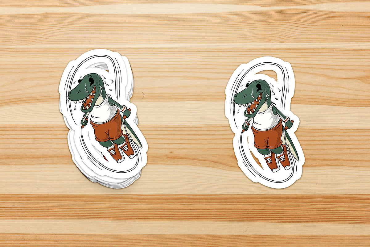 retro t-rex mascot jumping rope, a Branding & Logo Template by Judsart (Photo 3 of 3)