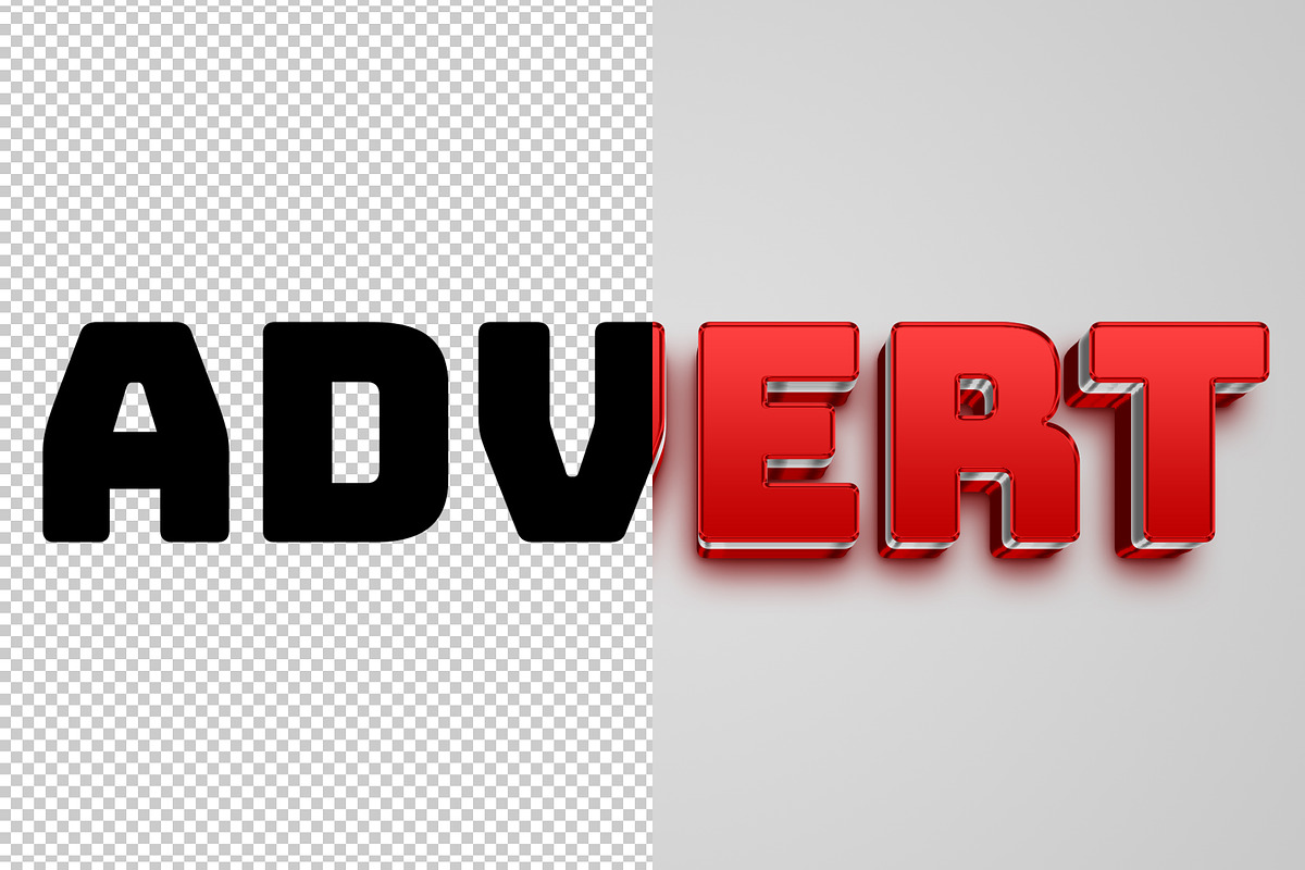 Advert 3D editable text effect, a Layer Style Add-On by Hello Muh (Photo 2 of 2)