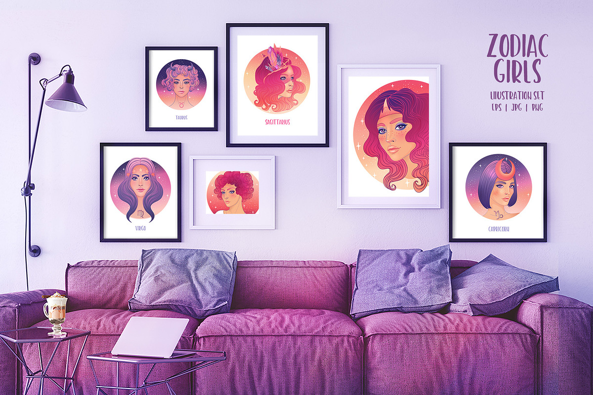 12 Zodiac Girls. Vector set., a Person Illustration by Varvara Gorbash (Photo 6 of 7)