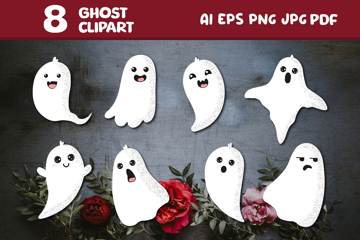 Adorable Cartoon Ghosts, a Decorative Illustration by linakilljoy (Photo 1 of 3)