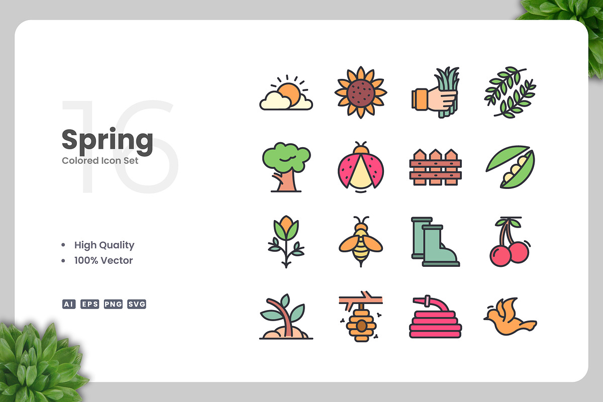 Spring Colored Icons, an Icon by Upnowgraphic