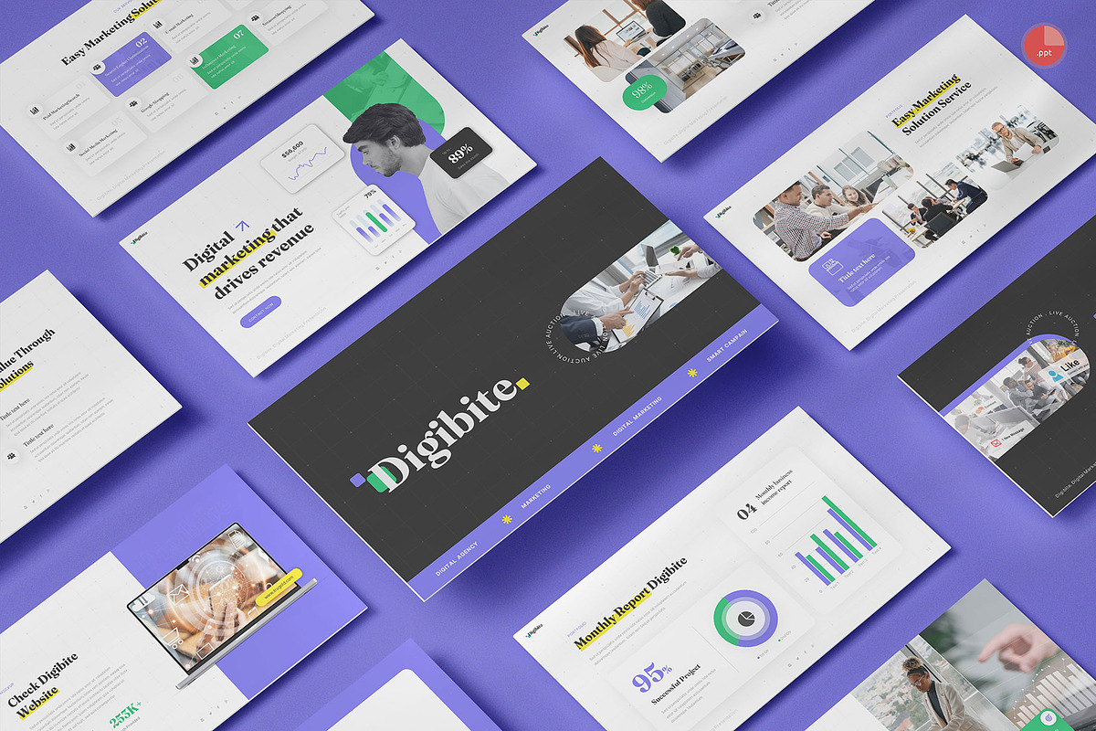 Digital Marketing PowerPoint, a Presentation Template by Pixslides (Photo 1 of 6)