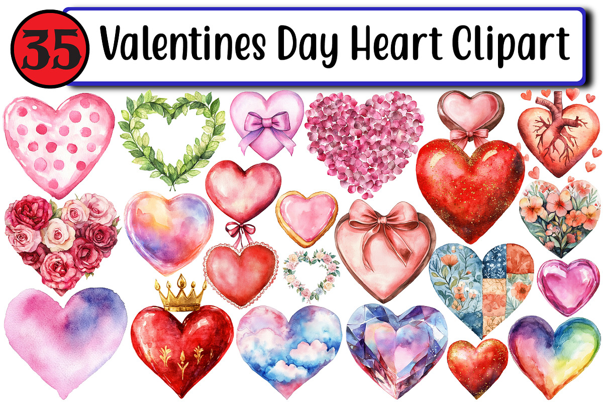 Valentines Day Heart Clipart, an Illustration by Design Market (Photo 1 of 3)