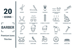 Barber Line Icon Set