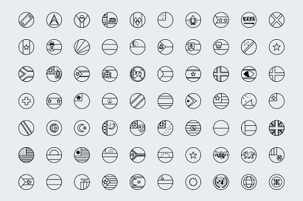 Outline circular world flags