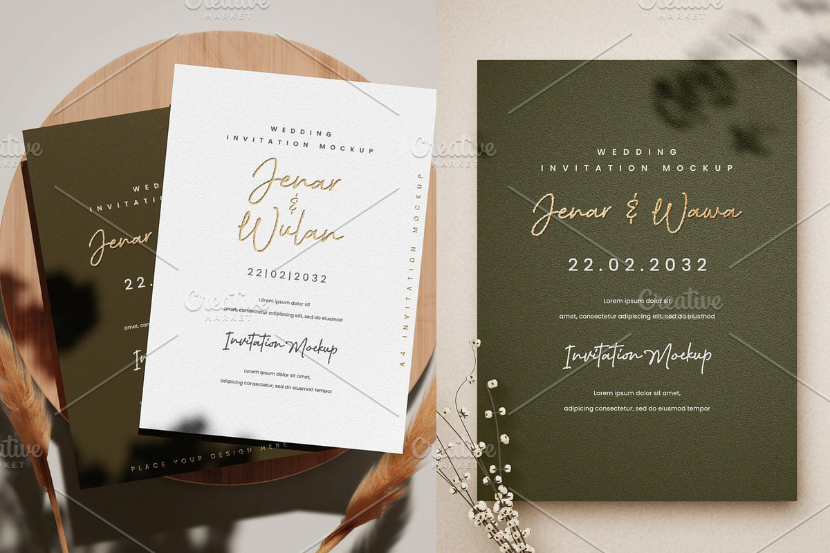 Wedding Invitation Card Mockup, a Merchandise Mockup by ThePhoton (Photo 4 of 4)
