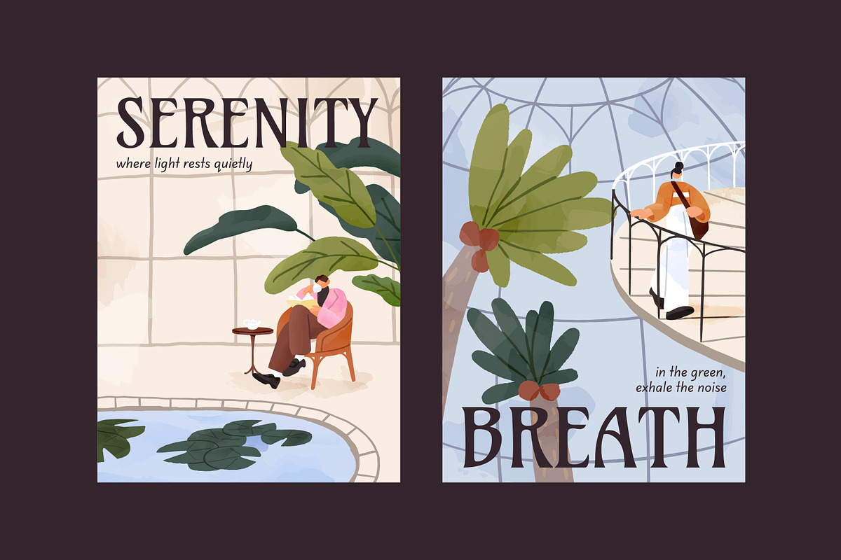 People in botanical garden, posters, a Decorative Illustration by PaperTrident (Photo 6 of 7)