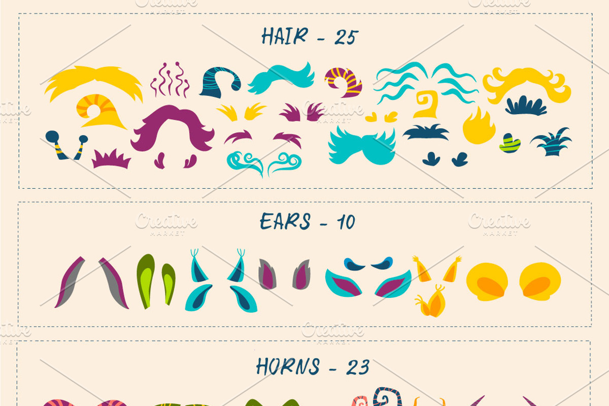 Monster Creator - AI/EPS/PNG, a Graphic by Mallinka (Photo 6 of 11)
