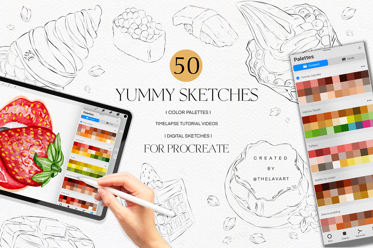 Sketches & Color Palettes Procreate, a Palette Add-On by Liquid Amethyst Art (Photo 1 of 11)