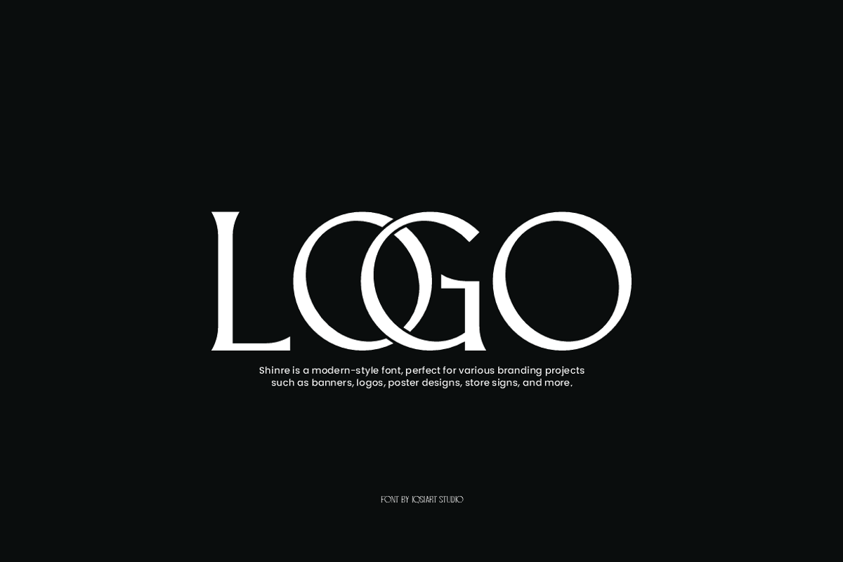 Qeogoos - Modern Logo Font, a Serif Font by Iqsiart Studio (Photo 3 of 8)