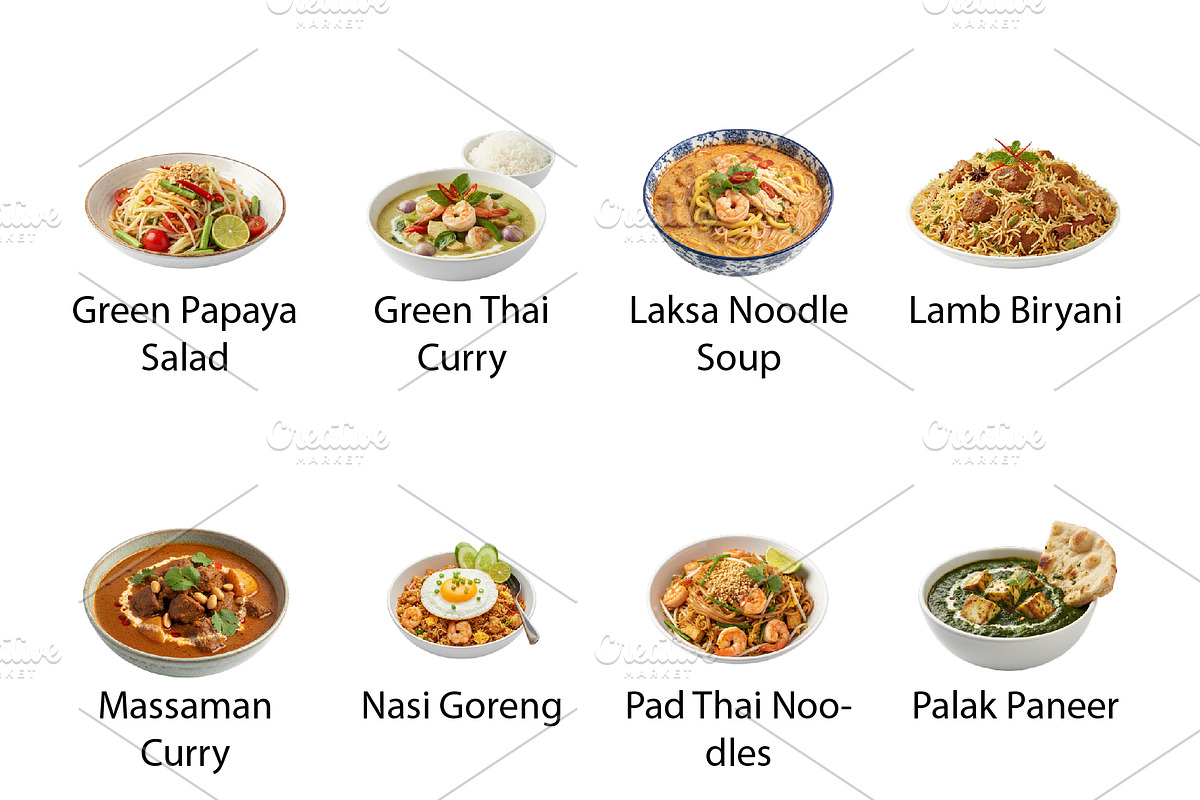 Indian & Southeast Asian Food - PNG, a Food Illustration by Nurlan's shop (Photo 3 of 4)