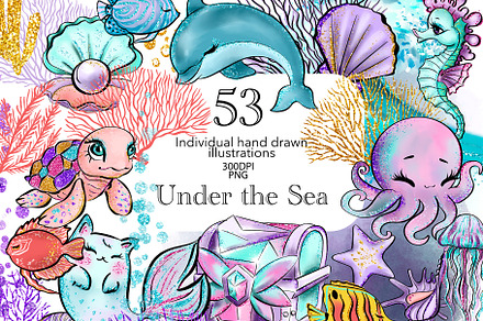 Under the sea cute clipart, an Object Graphic by HabitusDesigns