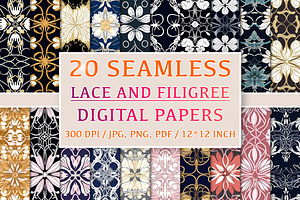 20 Seamless Lace And Filigree Set