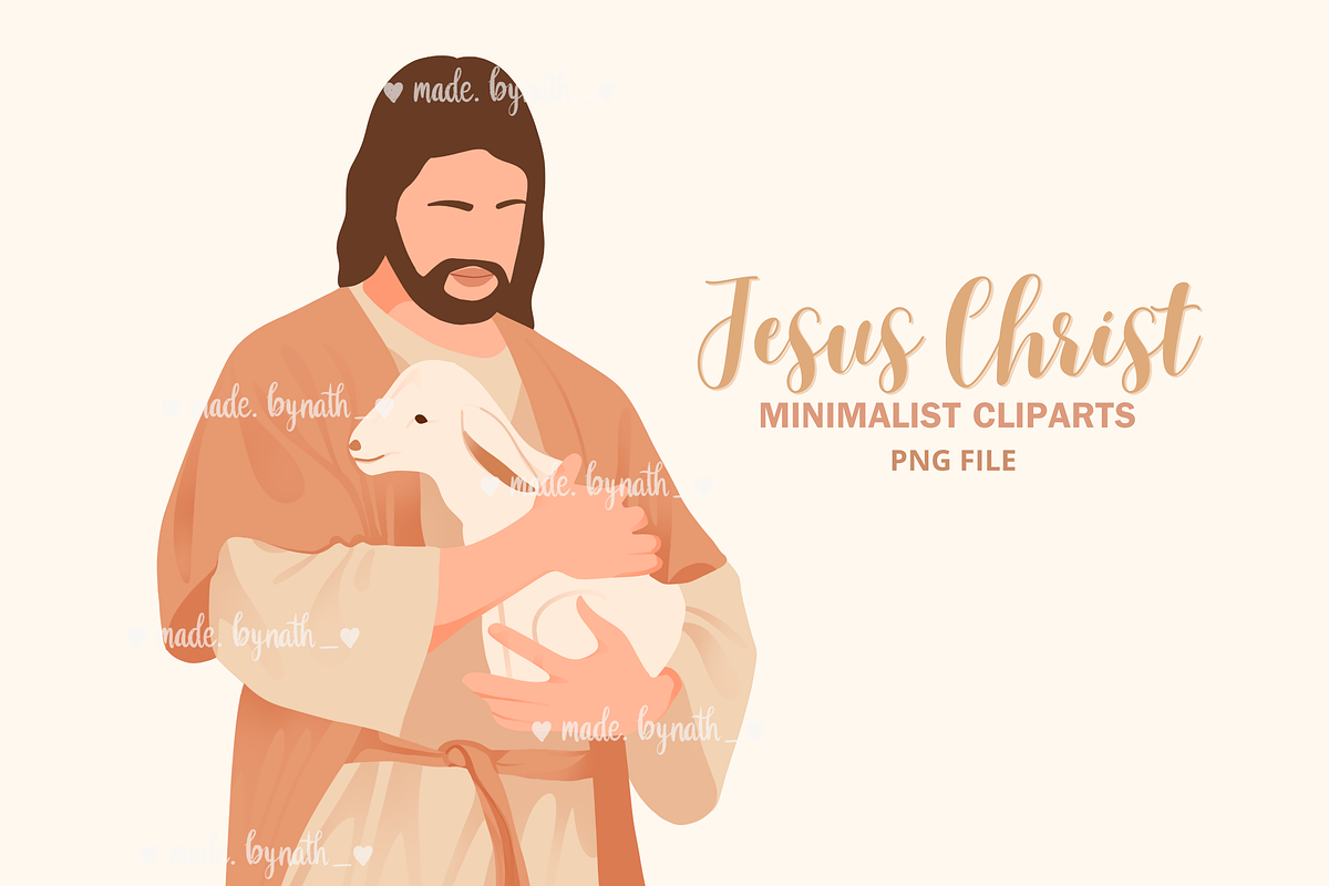 Jesus Christ Holding a Lamb clipart, a Person Illustration by Made bynath (Photo 1 of 3)