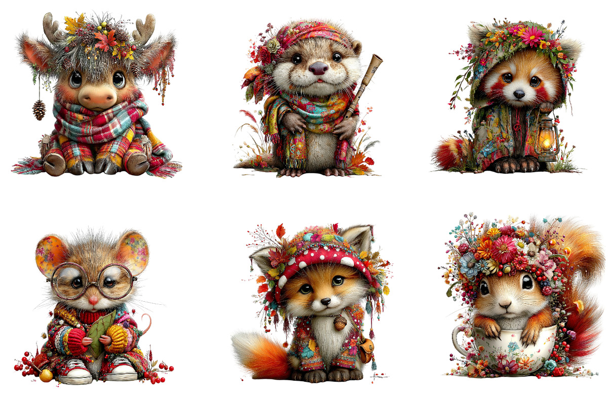 Cute Whimsical Forest Animals PNG, a Seasonal Illustration by CreationArt (Photo 3 of 6)