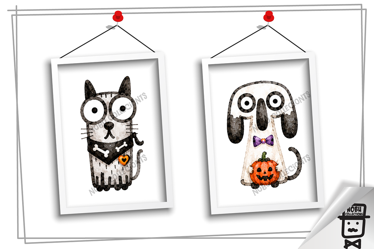 Spooky Funny Dogs and Cats Clipart, an Animal Illustration by Nobu Collections (Photo 2 of 4)