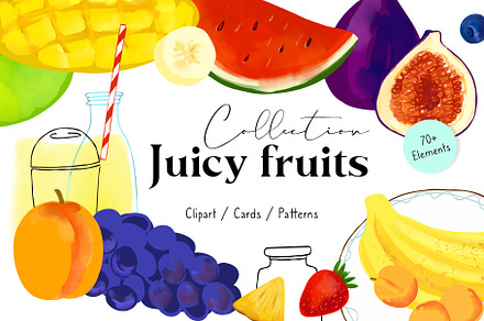 Juicy fruits Clipart collection