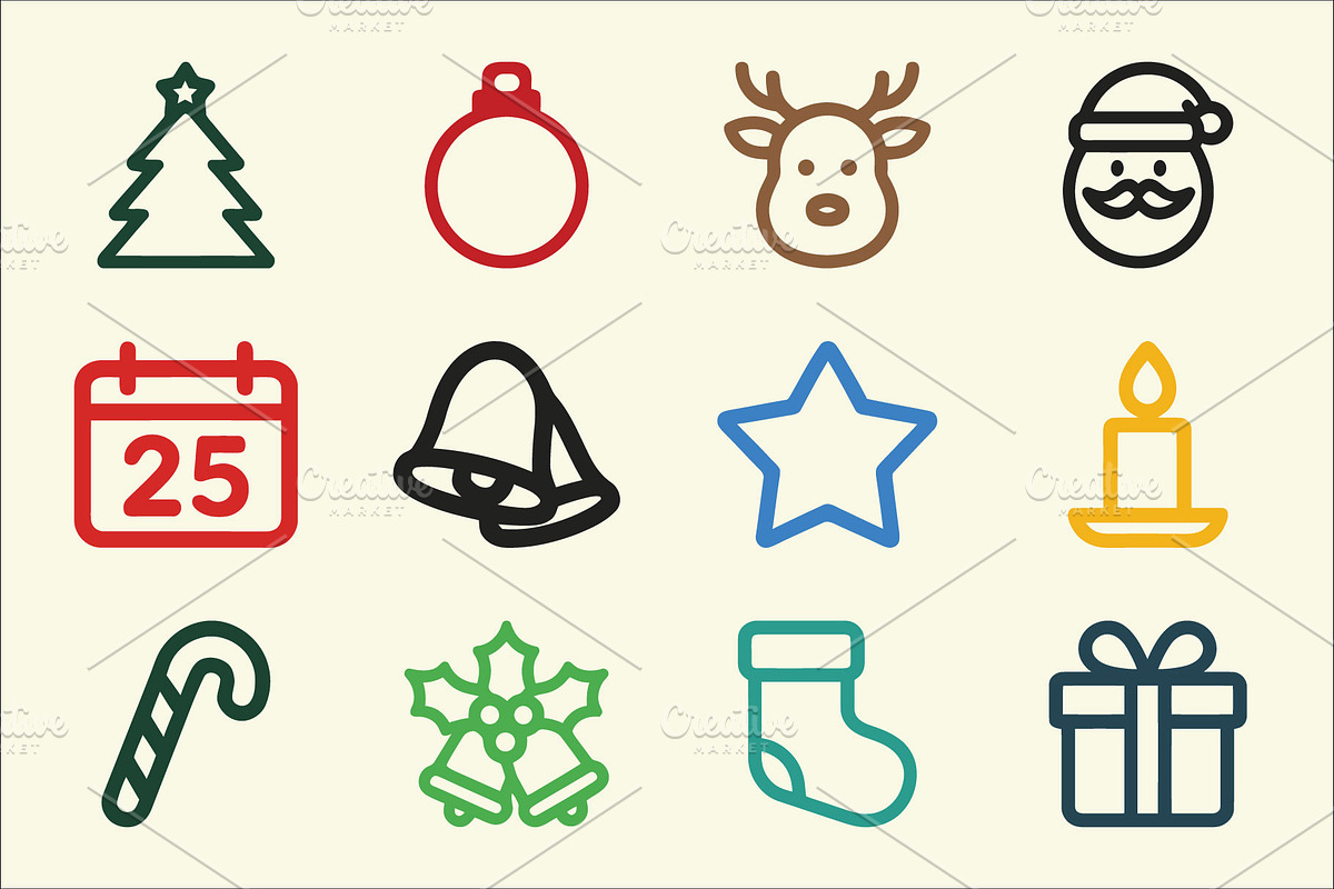 Christmas Icons Design, an Outline Icon by Vectorium Studio (Photo 1 of 2)
