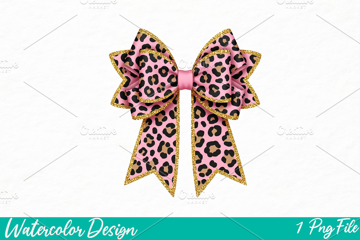 Coquette Leopard Bow Png, Bow shirt, an Illustration by Watercolor design (Photo 1 of 3)