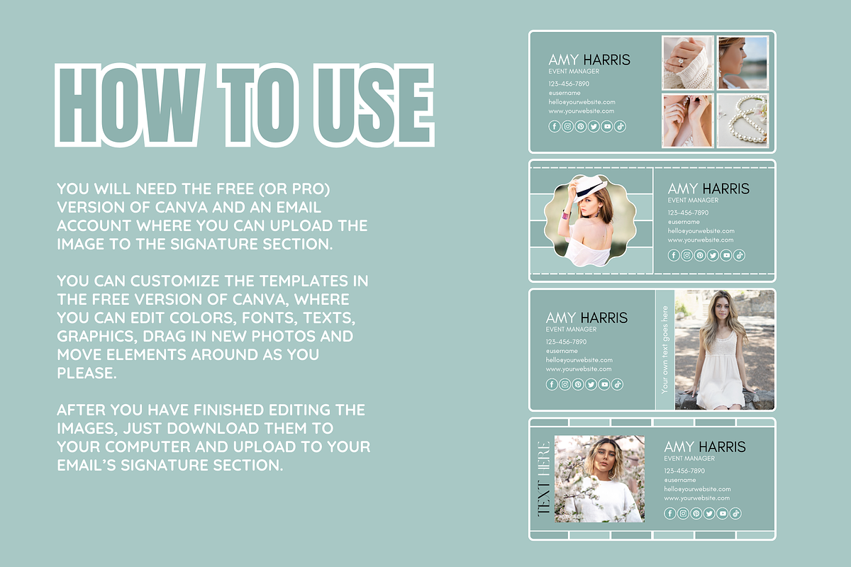 Canva Email Signature Bundle, an Email Template by SunshineStudioBoutique (Photo 3 of 9)
