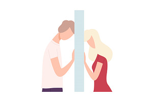 Young Man and Woman Separated by, a Person Illustration by TopVectors