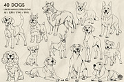 Dogs Line Art + Procreate Stamps, an Animal Illustration by Skliarova (Thumbnail 2 of 4)