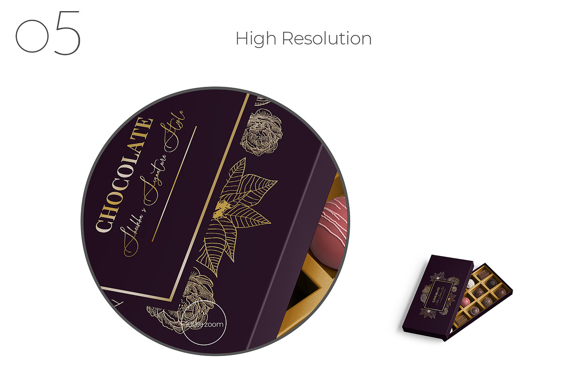 Luxury Chocolate Truffle Box Mockup, a Packaging Mockup by Sheikhadesign (Photo 6 of 12)