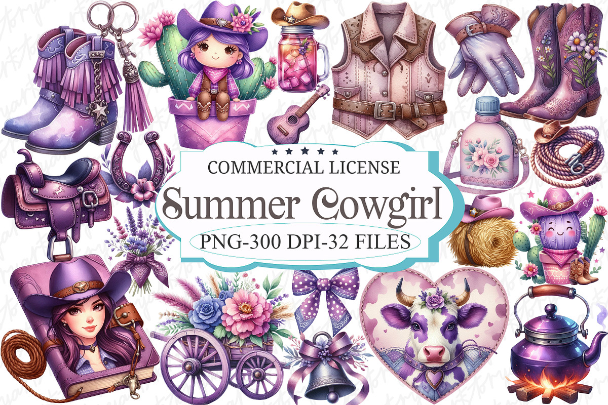 Purple Summer Cowgirl Sublimation, a Graphic by designcity5 (Photo 1 of 5)