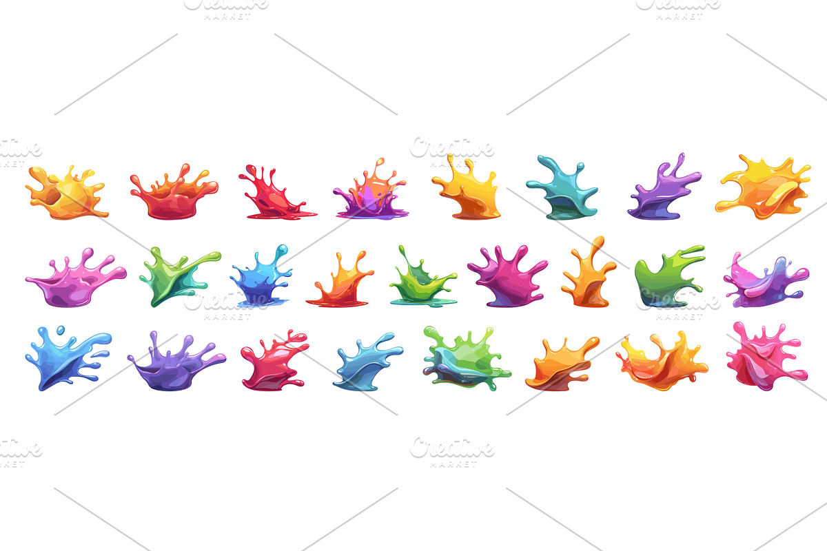 color splash set cartoon. yellow red, an Illustration by Stock-Smart-Start