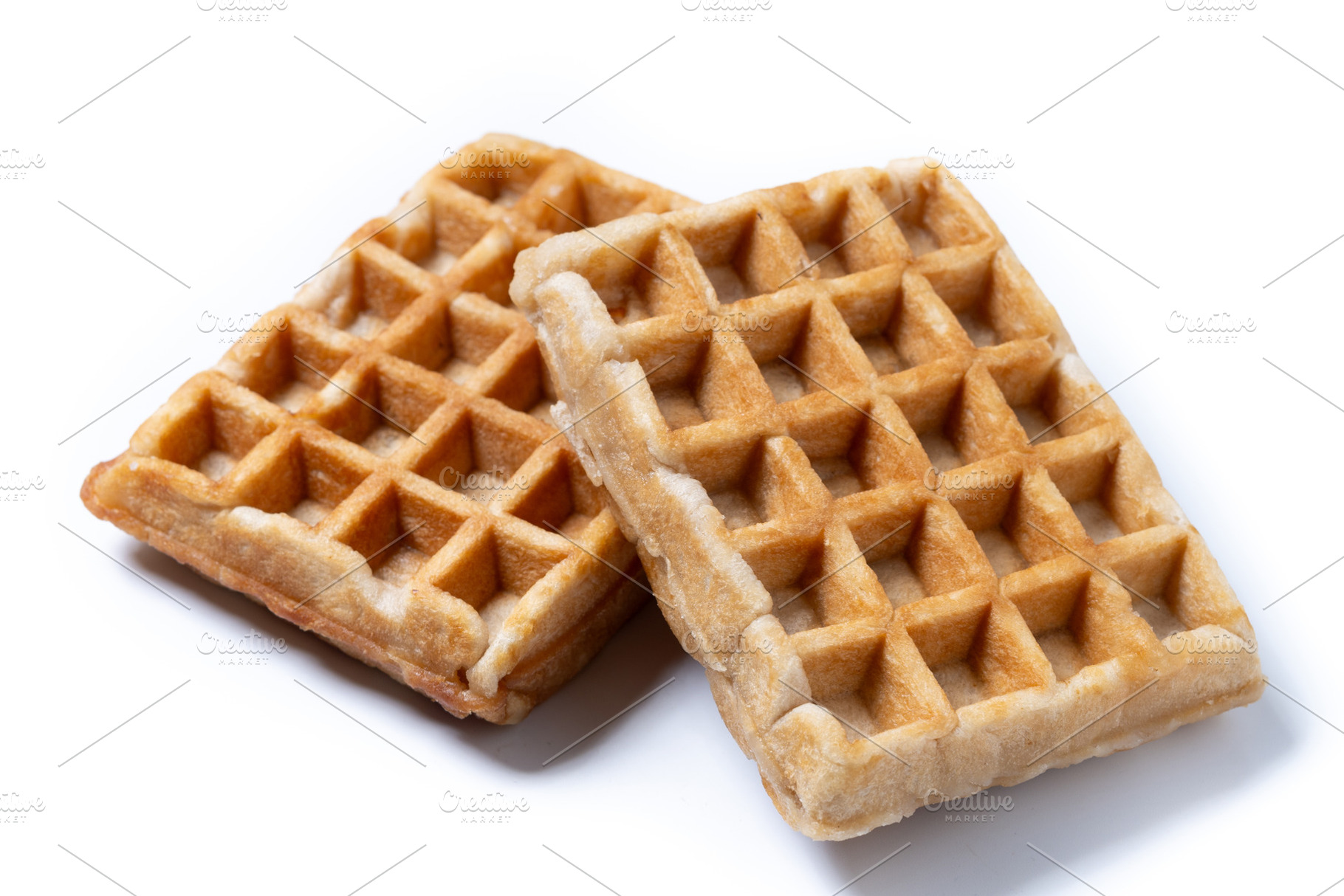 Golden Brown Belgian Waffle Isolated on White Background,, a Food & Drink Photo by etorres69