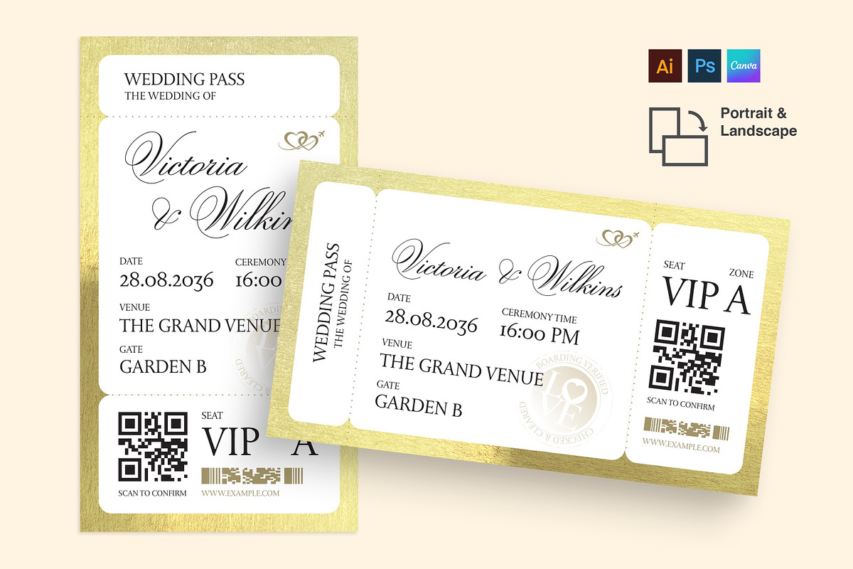 Wedding Boarding Pass Invitation Tem, an Invitation Template by BrandPacks (Photo 5 of 5)