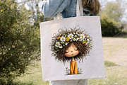 Whimsical Girl & Flower Spring PNG, an Illustration by Canvas Craft (Thumbnail 5 of 7)