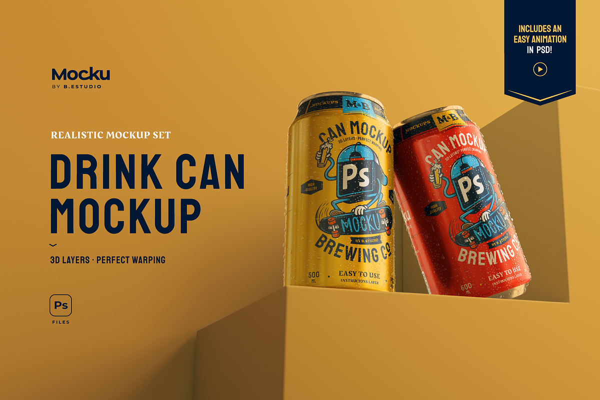 Beer Can Mockup, a Packaging Mockup by Mocku (Photo 1 of 16)